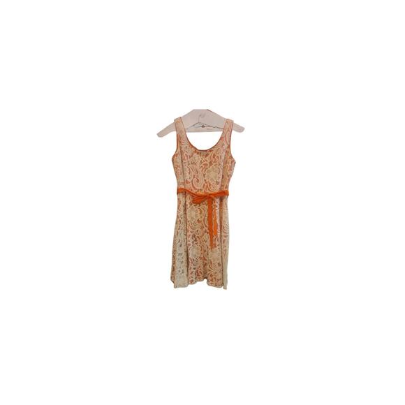 Lace Overlay Fit & Flare Dress Orange And Cream Lace Overlay Women's size 6 - Picture 4 of 5
